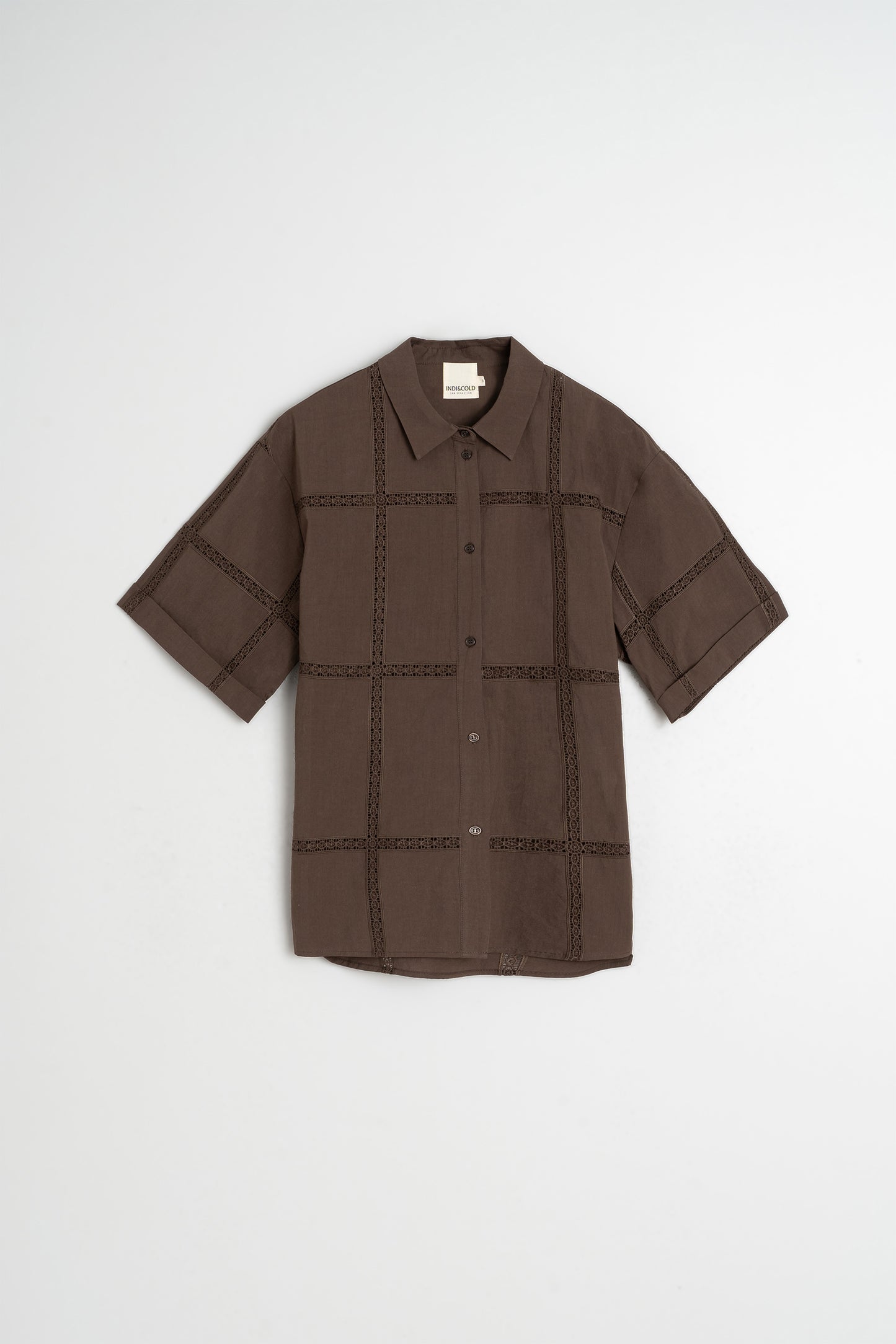 CAMISA POPELÍN CON PUNTILLAS