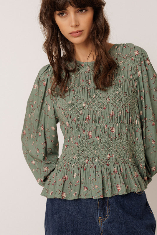 [CL] FLORAL PRINT SMOCK BLOUSE 2