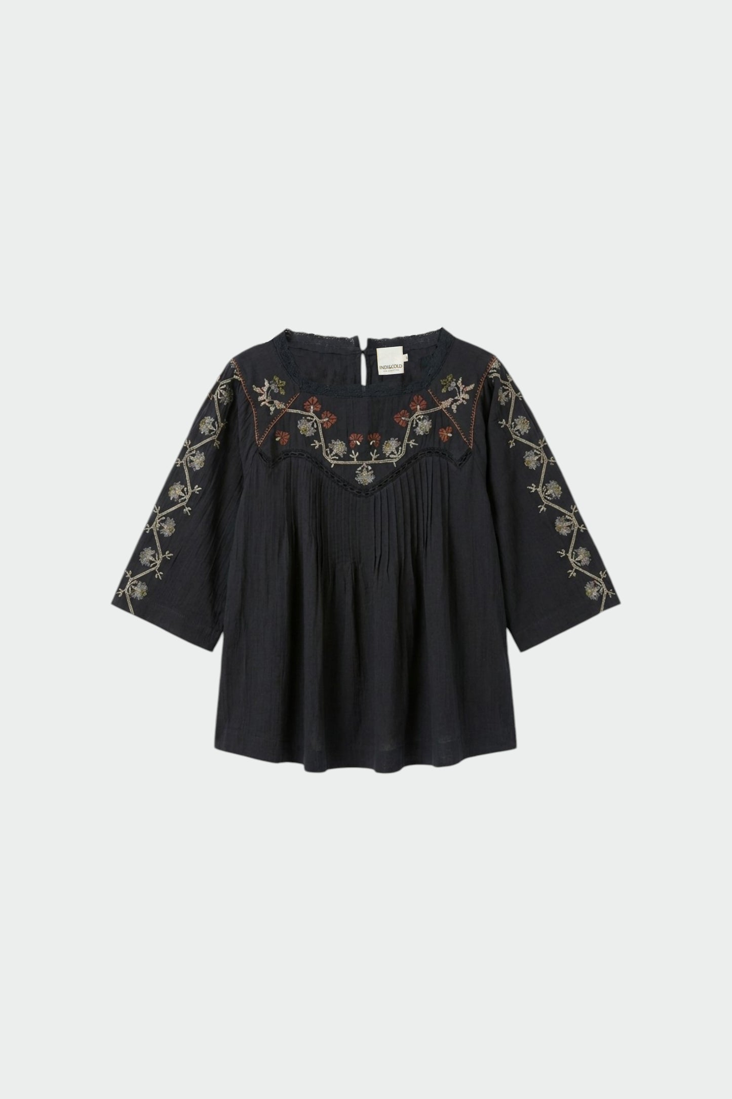 EMBROIDERED-YOKE BLOUSE