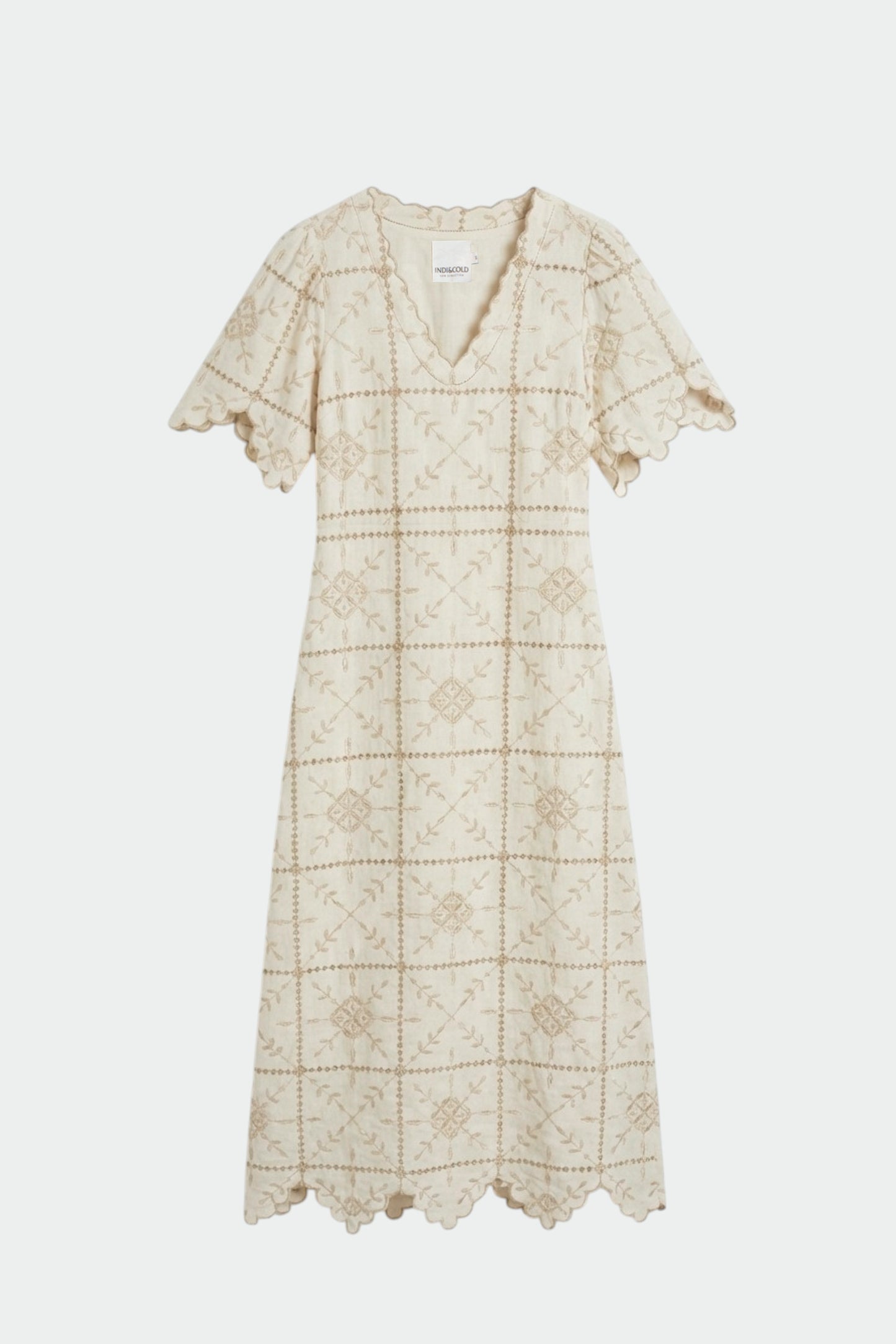 VESTIDO MIDI BORDADOS PERFORADOS
