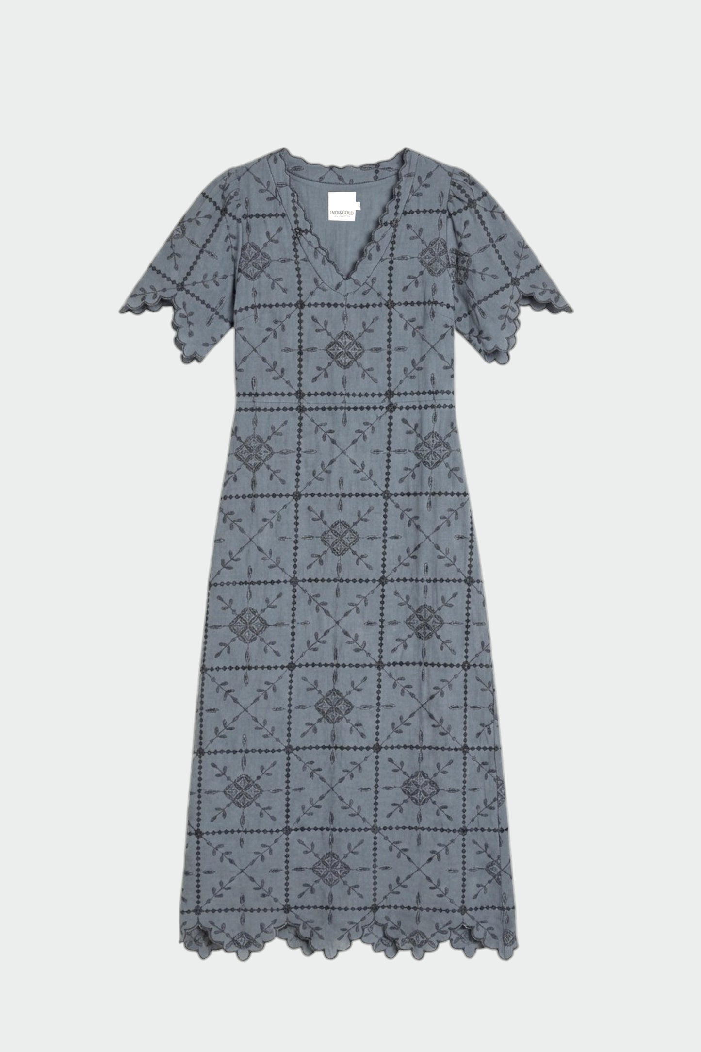VESTIDO MIDI BORDADOS PERFORADOS