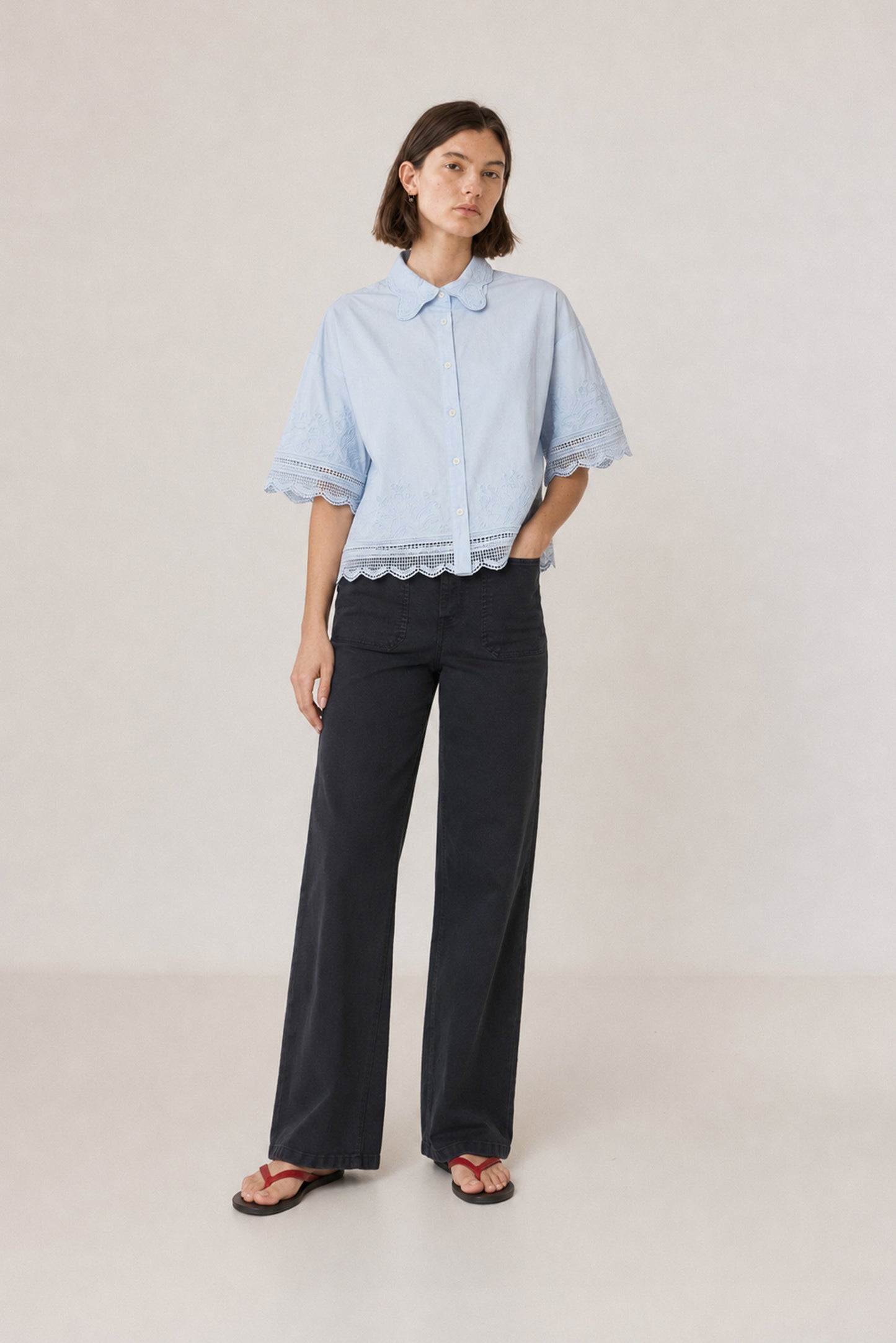 CAMISA BORDADA POPELÍN