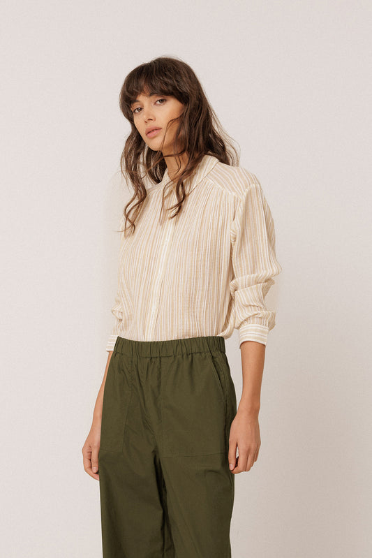 [CL] STRIPED DOUBLE-GAUZE SHIRT 1