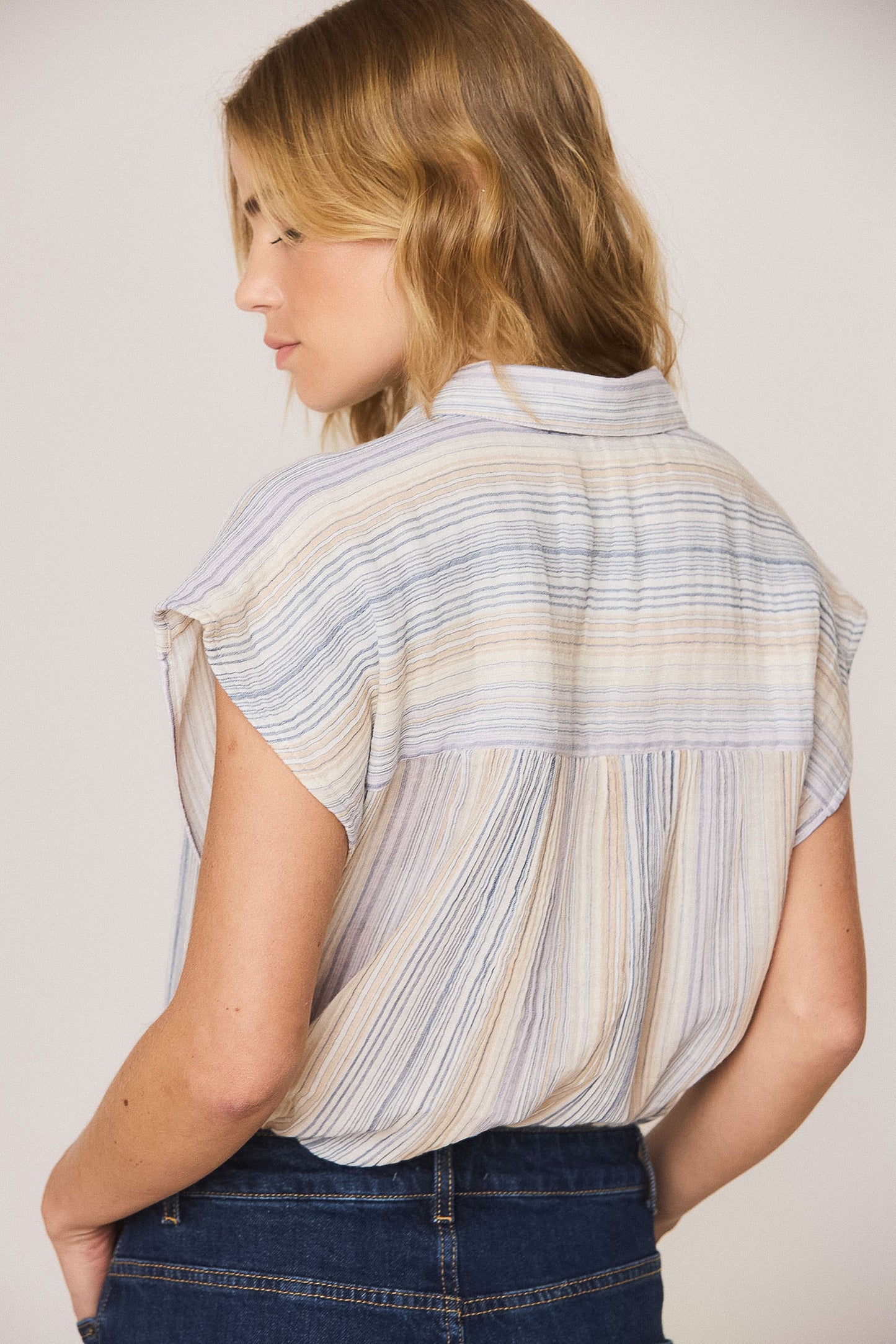 BLUSA RAYAS DOBLE GASA