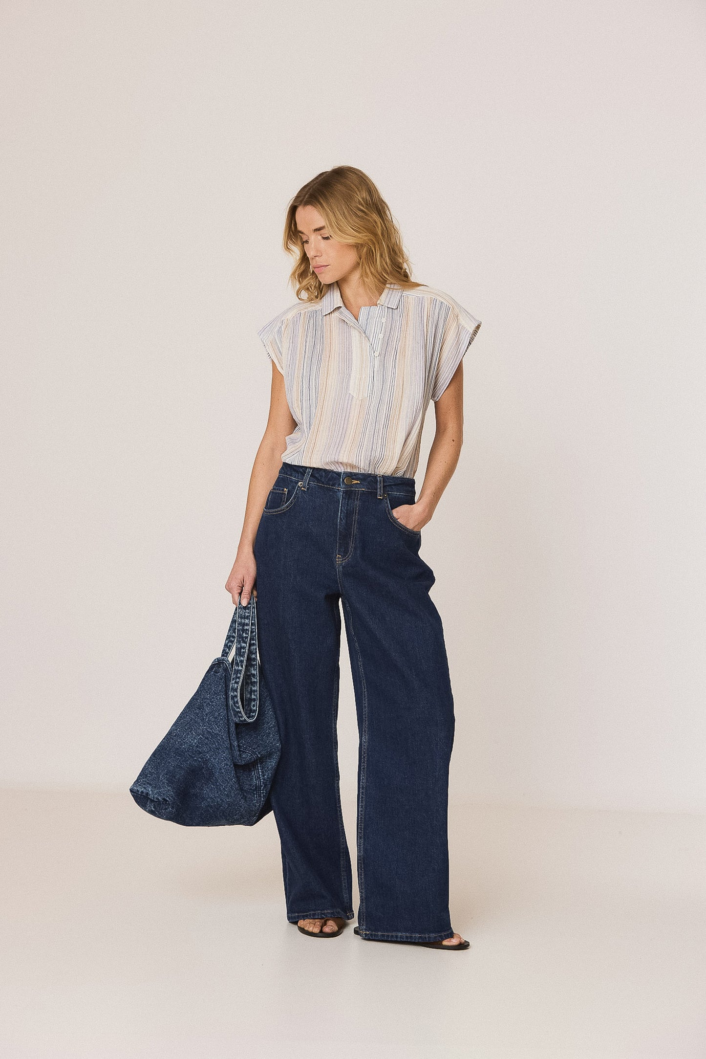 BLUSA RAYAS DOBLE GASA