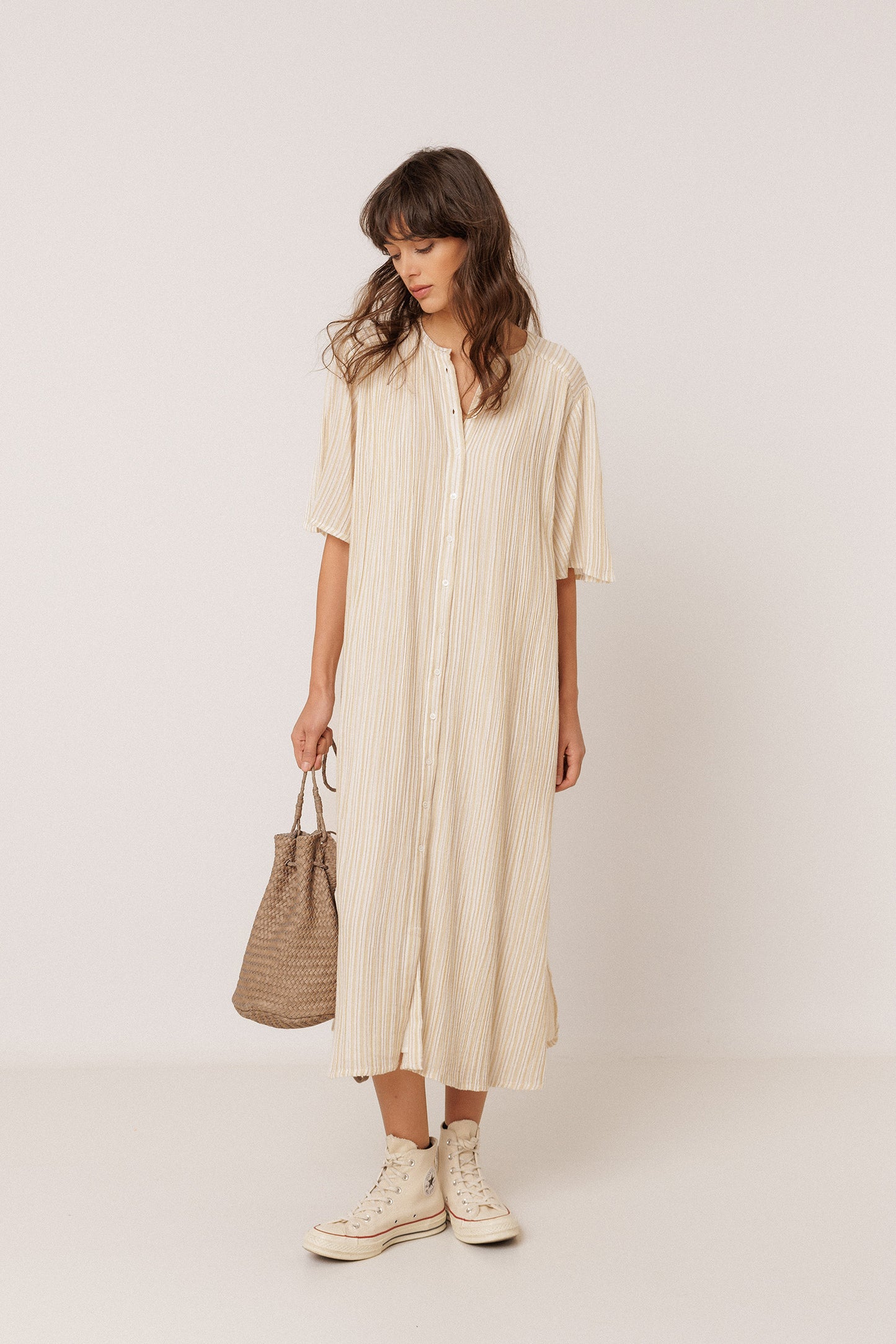 VESTIDO RAYAS DOBLE GASA