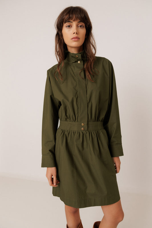 VESTIDO POPELÍN CUELLO ALTO 1