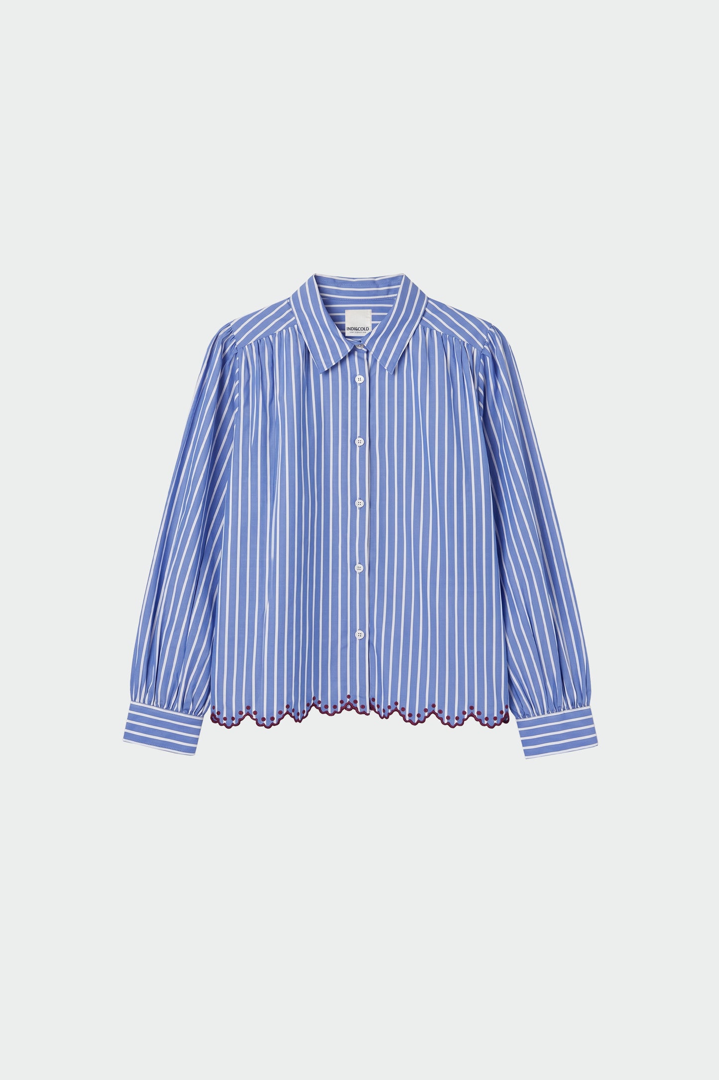 CAMISA RAYAS BAJO FESTONEADO