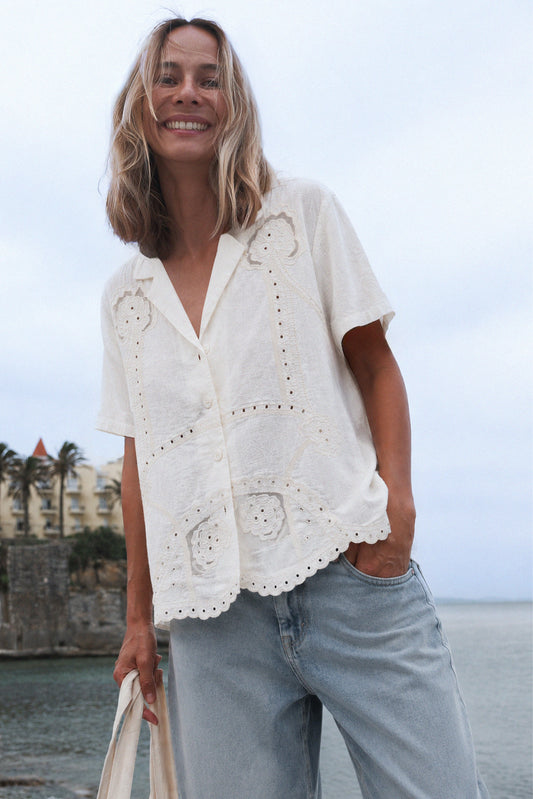 [CL] EYELET EMBROIDERED SHIRT 1